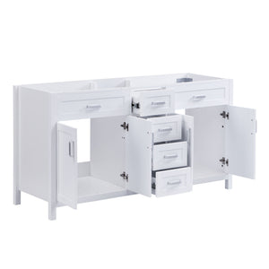 Bathroom Vanity Cabinet Only, Soft Close Doors & Drawers, 4 Drawers & 2 Double Door Cabinets - White