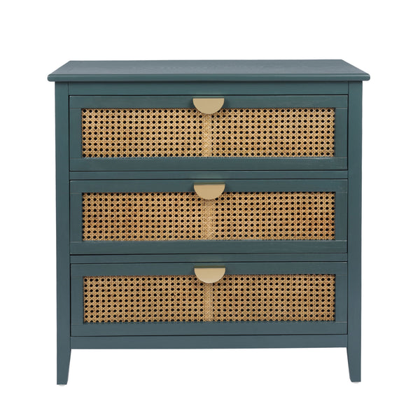 3 Drawer Cabinet, Natural Rattan, American Furniture