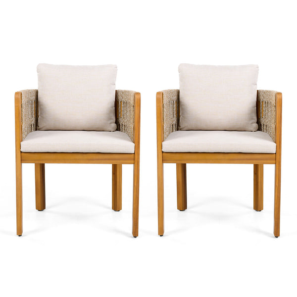 Outdoor Dining Chairs With Mix Rope Handles (Set of 2)