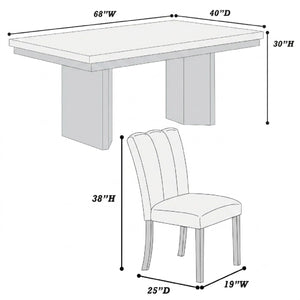 2 Tone Dining Table Set With Upholstered Side Chairs