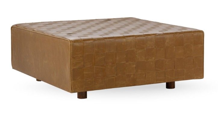 Bridgitte - Leather Square Ottoman - Autum Maple