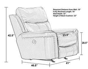 Ceretti - Power Wall Hugger Recliner - Brown Top Grain Italian Leather Match