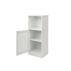 Louvered Door Bathroom Low Cabinet With Multi Layer Storage - White