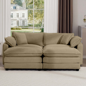 Oversized Modular Cushion Sofa With Ottoman, Low Back, Deep Seating Sofa Set