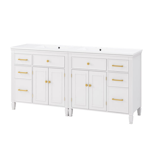 2 Piece Freestanding Bathroom Vanity Set With Sink Top, Reversible Dual Layout