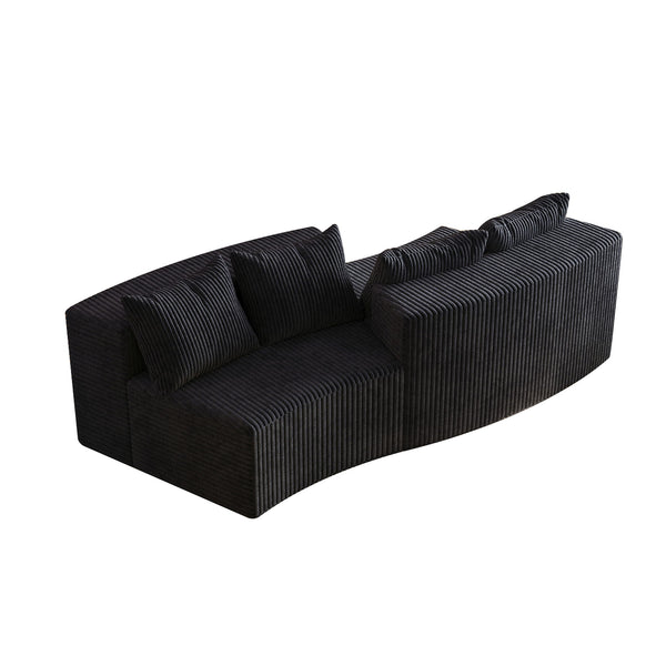 Curved Sectional Sofa With 4 Pillows, Modular Semi Circular Design