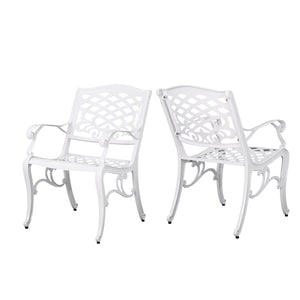 Unravel - Outdoor Arm Chair With Scroll Design And Floral Accents (Set of 2) - White