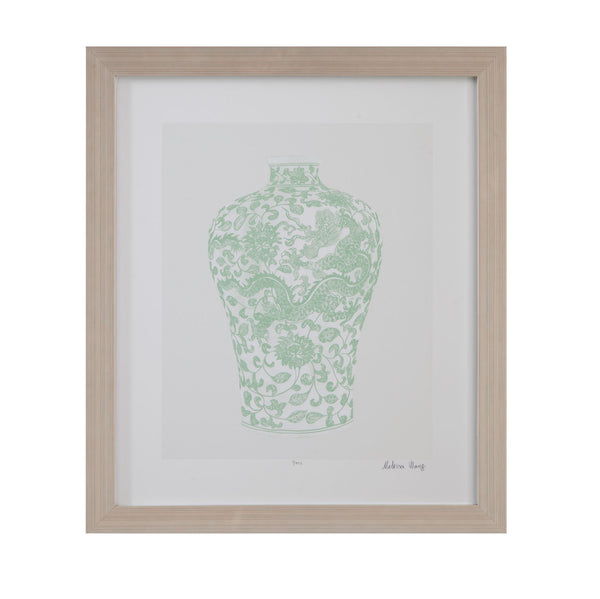 Mint Vases III Framed Print - Green / Beige