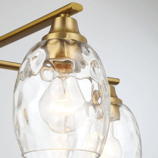 5 Lights Linear Arms With Chain Chandelier - Clear / Gold