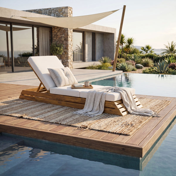 Chaise Lounge Set With Cream 3 Fold Cushion, 3 Position Adjustable Backrest