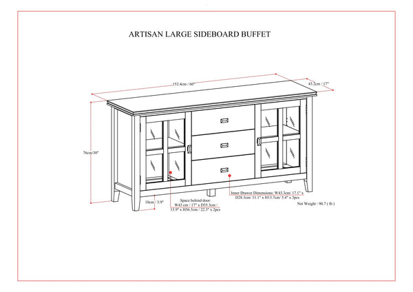 Artisan - Large Sideboard Buffet - Dark Chestnut Brown