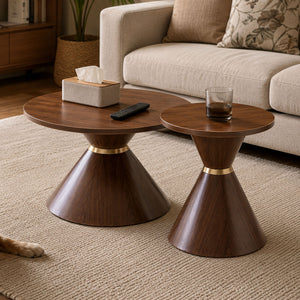 2 Piece Round Coffee Table Set For Living Room