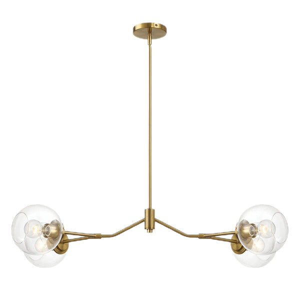Jewel - 4 Lights Chandelier Ceiling Hanging Light Fixture - Clear / Gold
