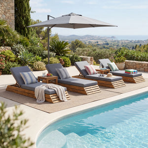 Chaise Lounge Set With 2 Fold Cushion