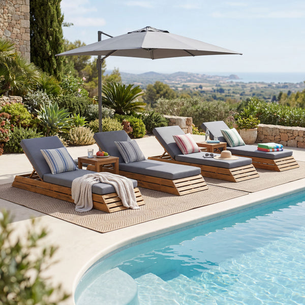 Chaise Lounge Set With 2 Fold Cushion