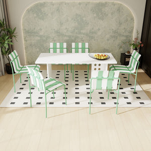 Single Chairs With Color Blocking Design (Set of 4) - Haze Green / White