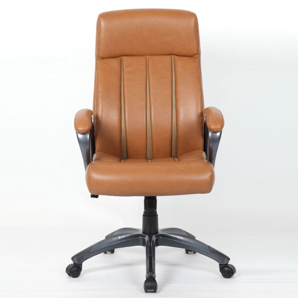 Executive Office Chair, Height Adjustable, Swivel With Padded Armrest & 5 Point Base - Antique Brown