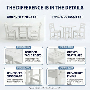 Outdoor Patio Dining Set, Square Table With Umbrella Hole And Armless Chairs