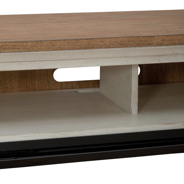 Fireplace TV Consoles - 79" Console With Fire - Medium Brown