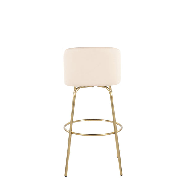 Toriano - Contemporary Fixed Height Barstool With Swivel And Round Footrest (Set of 2)