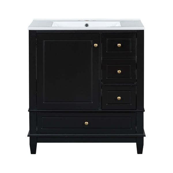 Freestanding Bathroom Vanity With Sink, Soft Close Door, 3 Drawers
