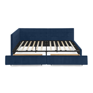 Elegant Design Storage Upholstered Tufted Bed Frame With Backrest And Armrests