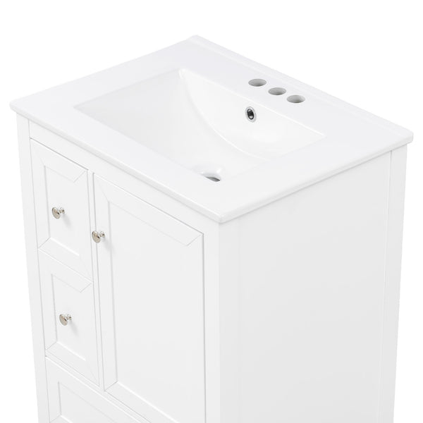 Modern Bathroom Vanity With Sink, Soft Close Drawers & Door, Storage Rack