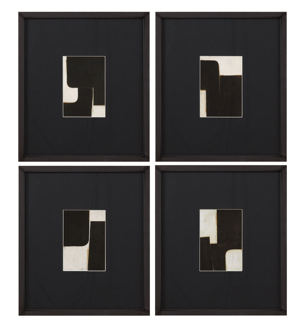 Desert Fragments Framed Print (Set of 4) - Black, White