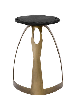 Vaughan - Accent Table - Antique Brass / Black Slate