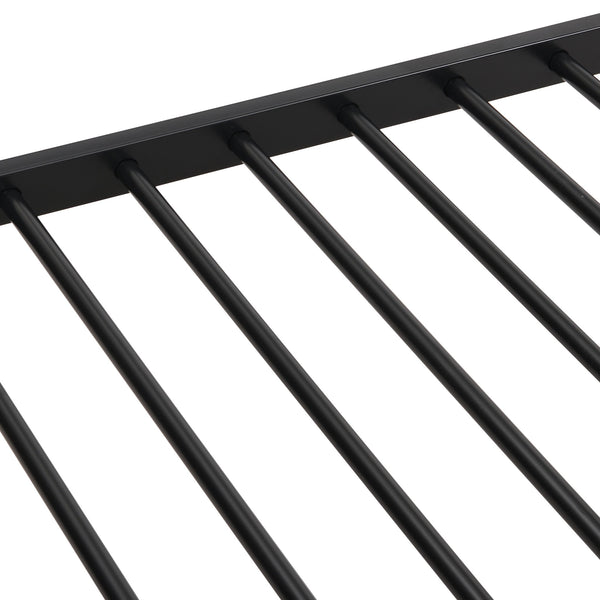 Full Over Full Modern Metal Bunk Bed With Trundle - Black
