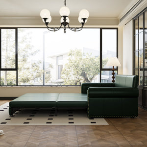 3 In 1 Convertible Sleeper Sofa With Nailhead Trim & Rolled Arm