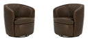 Barolo - 100% Italian Leather Swivel Club Chair (Set of 2)
