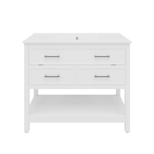 Bathroom Vanity With Ceramic Sink, Tip Out Tray & 2 Full Extension Drawers