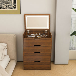 Vanity Desk With Lighted Mirror & Stool
