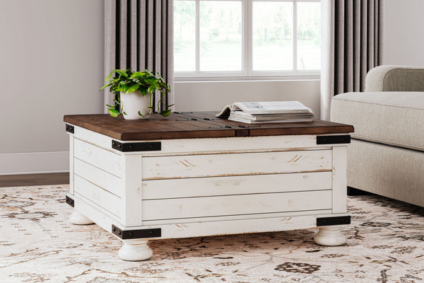 Wystfield - Cocktail Table with Storage - White / Brown