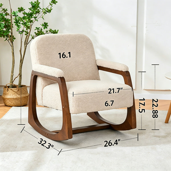 Curved Frame Rocking Accent Chair - Beige / Brown