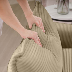 Oversized Modular Cushion Sofa With Ottoman, Low Back, Deep Seating Sofa Set