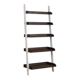 Farmhouse - Leaning Bookcase - Two Tone White / Wood Tone