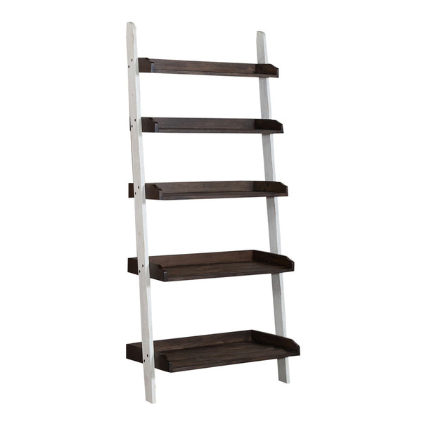 Farmhouse - Leaning Bookcase - Two Tone White / Wood Tone