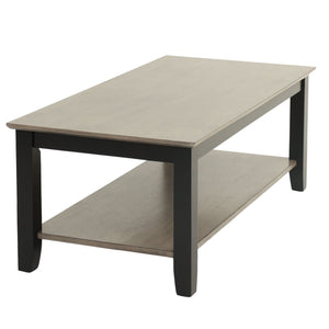 3 Piece Table Set With Open Shelf Storage, Includes Coffee, End & Console Table - Black / Black / Gray / Gray
