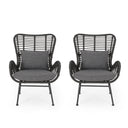 Modern Aesthetic Outdoor Rattan Accent Chair With Metal Legs