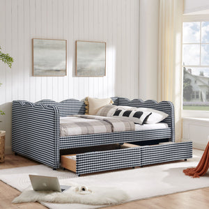 Gingham Daybed & USB Charging Port, Wave-Shaped Design