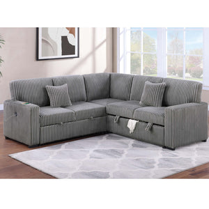 Convertible Sectional Upholstered Sleeper Sofa With Storage Chaise