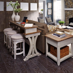 Farmhouse Reimagined - 4 Piece Dining Room Set - Antique White / Chestnut Tops