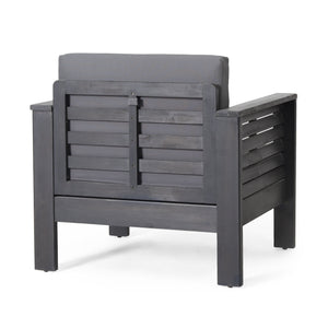Acacia Wood Loveseat And Coffee Table Set With Cushions