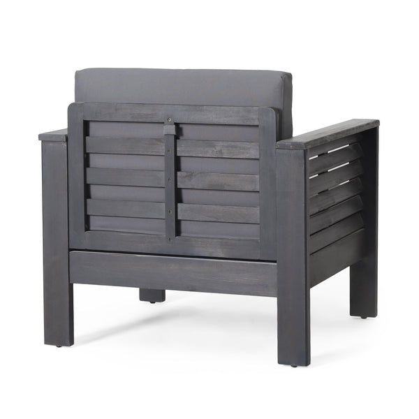 Acacia Wood Loveseat And Coffee Table Set With Cushions