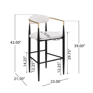 Upholstered Bar Stools With Backs For Kitchen Island (Set of 2) - Beige