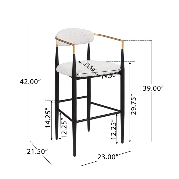Upholstered Bar Stools With Backs For Kitchen Island (Set of 2) - Beige