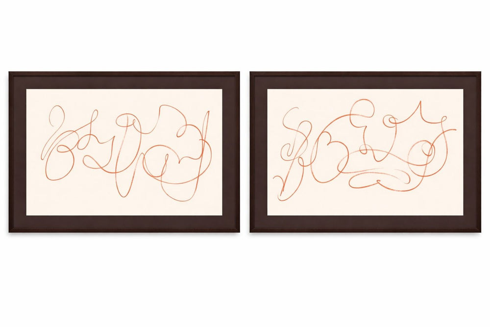 Meandering Lines Framed Print (Set of 2) - Cream