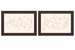 Meandering Lines Framed Print (Set of 2) - Cream